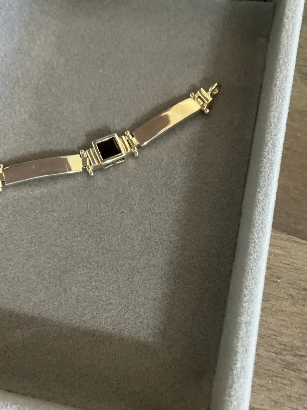 925 Silver Bracelet with dark stones.